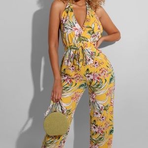 Yellow flower jumpsuit